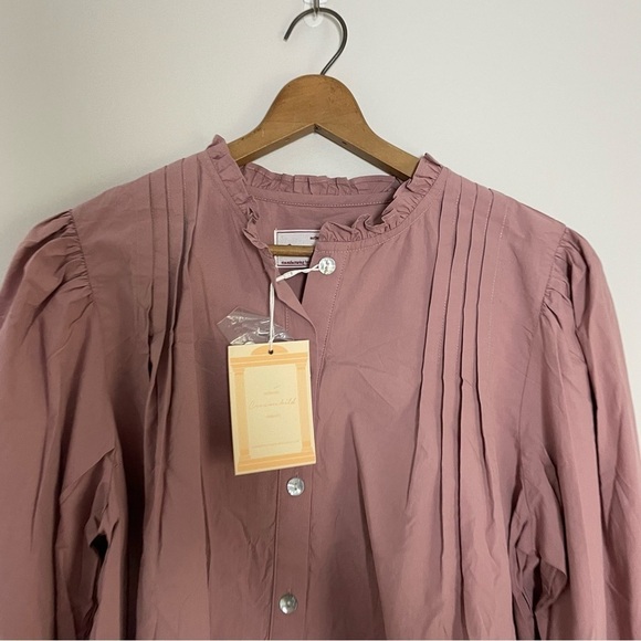 [Creamchild] Women's Dusty Pink Romantic Button Down Long Sleeve Top - Picture 2 of 7